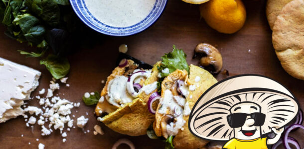 Egg and FunGuy Mushroom Pita Pockets