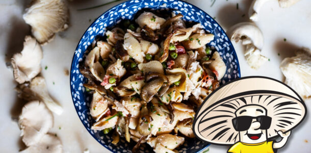 FunGuy's Creamy Oyster Mushroom and Chicken Pasta Salad