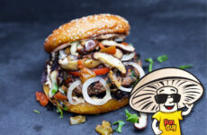 FunGuy’s Shiitake Burger with Pickled Sweet Peppers
