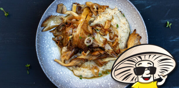 FunGuy’s Oyster Mushrooms with Roasted Cauliflower and Garlic Mash