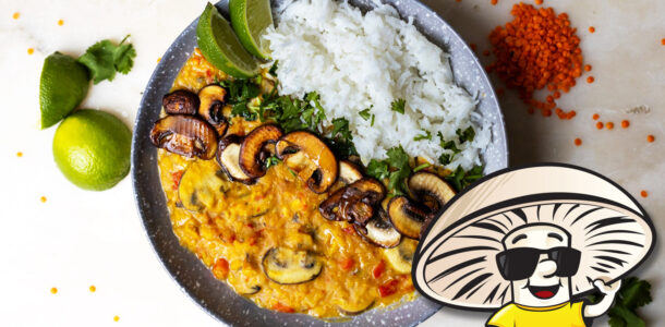 FunGuy’s Creamy Coconut Red Lentils and Crimini Mushrooms
