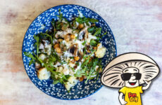 FunGuy’s Roasted Cauliflower and Chickpea Salad with Arugula and Blue Cheese Dressing