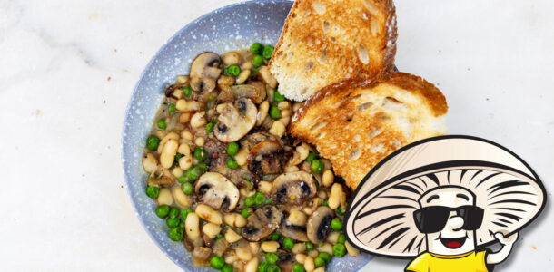 Funguy’s Saucy White Beans and Spring Peas