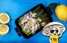 Roasted Asparagus and Crimini Mushrooms with Raclette Cheese