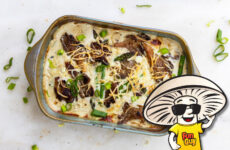 FunGuy's Spring Asparagus and Oyster Mushroom Gratin