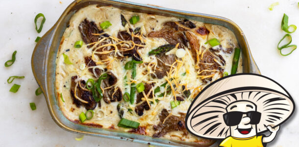 FunGuy's Spring Asparagus and Oyster Mushroom Gratin