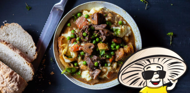 FunGuy’s Irish Guinness Beef and Mushroom Stew with Mashed Potatoes