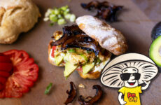 FunGuy’s Scrambled Egg Tomato Avocado Portobello Breakfast Sandwich
