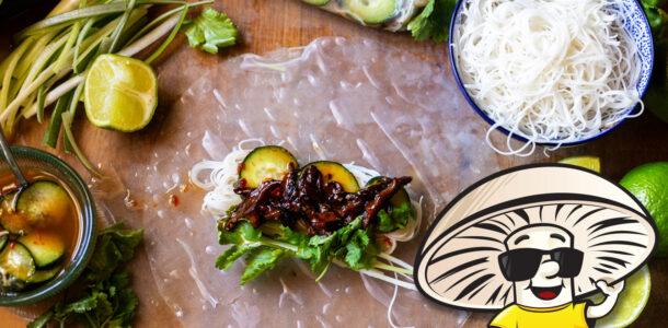 FunGuy's Sticky Teriyaki Shiitake Mushroom Summer Rolls