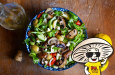 FunGuy's Cajun Crimini Mushrooms and Lamb’s Lettuce Pasta Salad