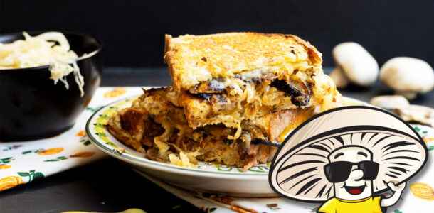 FunGuy's Mushroom and Sauerkraut Maple Dijon Grilled Cheese Sandwich