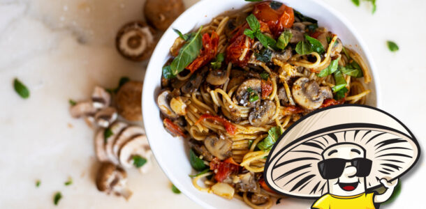 Funguy's Cherry Tomato and Cremini Mushroom Spaghetti