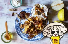 FunGuy's Sautéed Oyster Mushrooms and Pear Bagels