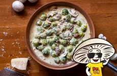 FunGuy's Brussels Sprouts and Mushrooms in Creamy Parmesan Sauce