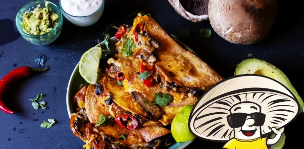 FunGuy’s Picante Portobello and Tomato Quesadillas