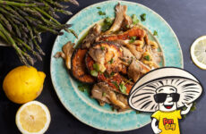 FunGuy’s Seared Salmon with Lemon Butter Mushroom Sauce
