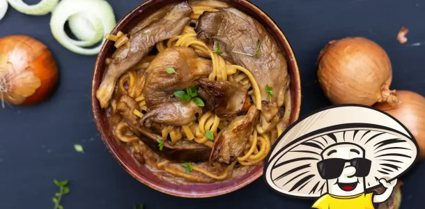 FunGuy's Caramelized Onion and Oyster Mushroom Linguine