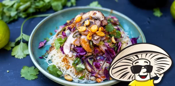 FunGuy's Cabbage and Mushroom Slaw with Peanut Lime Dressing