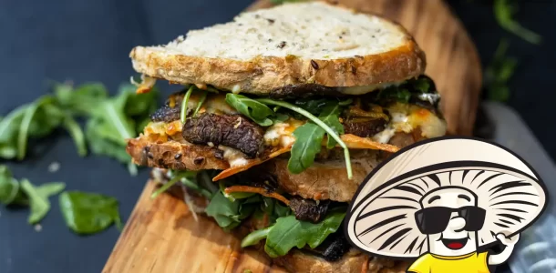 FunGuy's Pesto Portobello and Arugula Grilled Cheese Sandwich