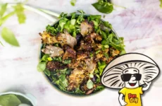 FunGuy's Baked Parmesan Oyster Mushrooms with Salad Greens