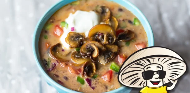 Black Bean Soup with Pan Fried FunGuy Mushrooms